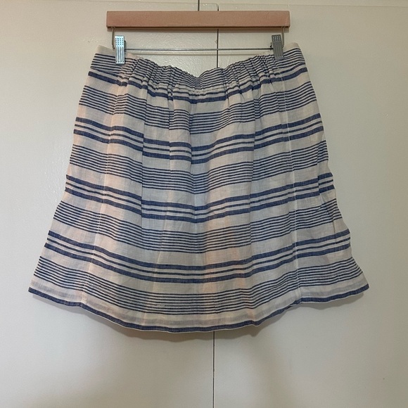 J. Crew Linen Striped Skirt Women 10 Blue White - Picture 6 of 6